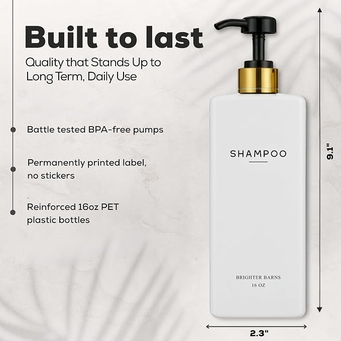 White Shampoo and Conditioner Dispenser Set by Brighter Barns - Image 3