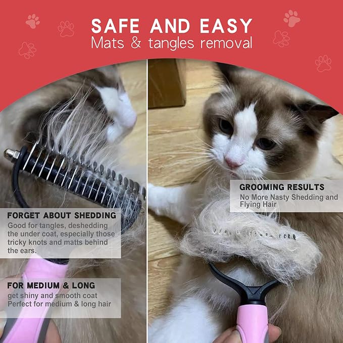 Double-Sided Undercoat Rake for Deshedding & Dematting Pets - Image 3