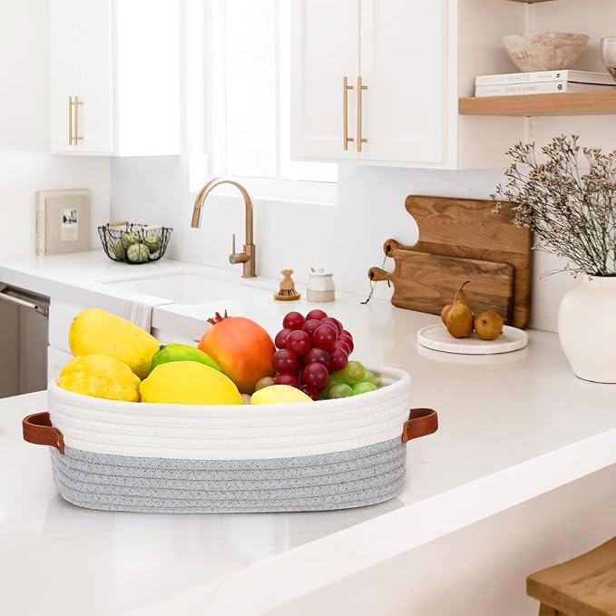 Bathroom Countertop Organizer Basket, Cotton Rope Woven Storage Basket Toilet - Image 4