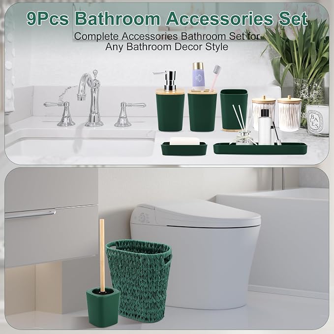 Dark Green Bathroom Accessories Set - Image 2