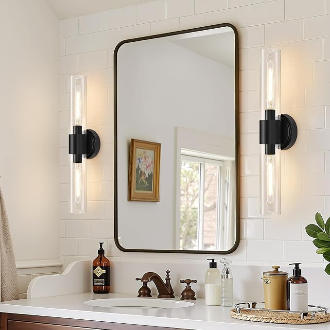 Wall Sconces Set of Two, Matte Black Bathroom Sconces - Image 6