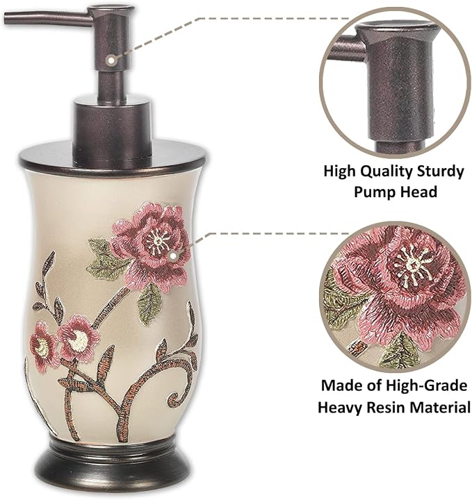 Zahari Home 4pc Larrisa Floral Bathroom Accessories Sets Modern Classic Flower - Image 2