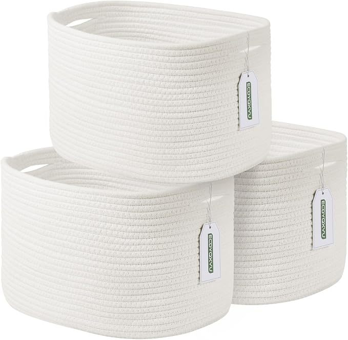 Cotton Rope Storage Basket, Woven Basket by ECDYQXVU