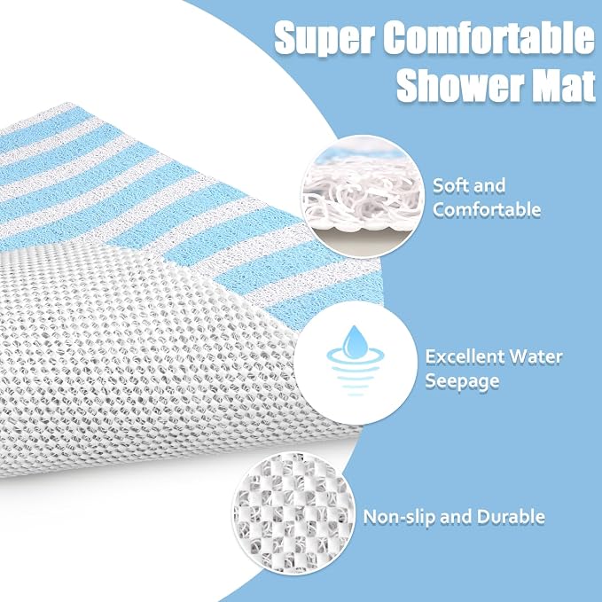 Non Slip Shower Mat, 24x24 Inch, Soft Comfortable Shower Floor Mat - Image 7