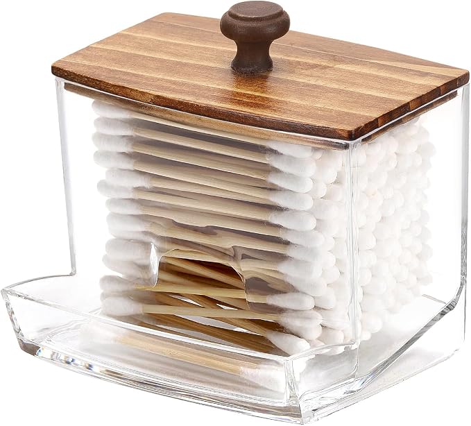 Tbestmax 10oz Qtip Holder Dispenser Big Clear Bathroom Container by Tbestmax