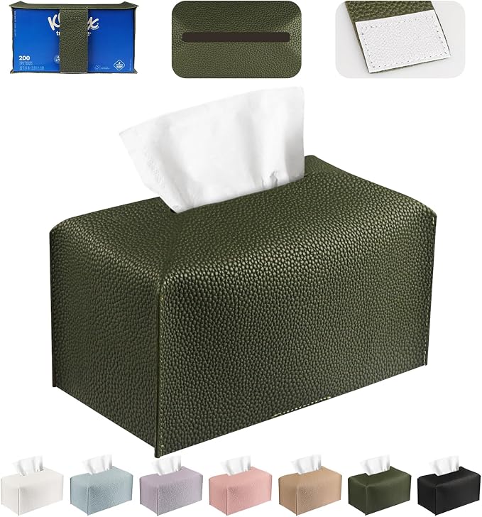 Tissue Box Cover PU Leather Tissue Holder Rectangle Facial Tissue Case Tissue by DecorateYourHome