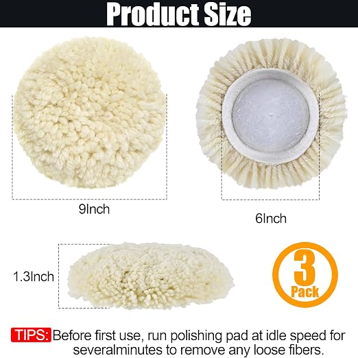 3 PCS Wool Buffing Polishing Pads 6 Inch, Natural Wool Cutting Pads - Image 2