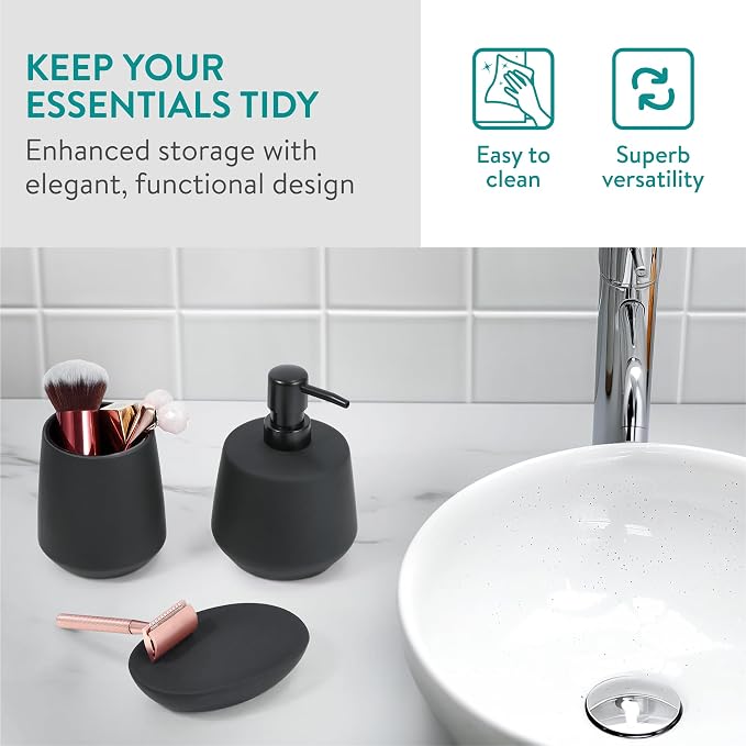 Navaris Ceramic Bathroom Sink Accessories Set - Image 4