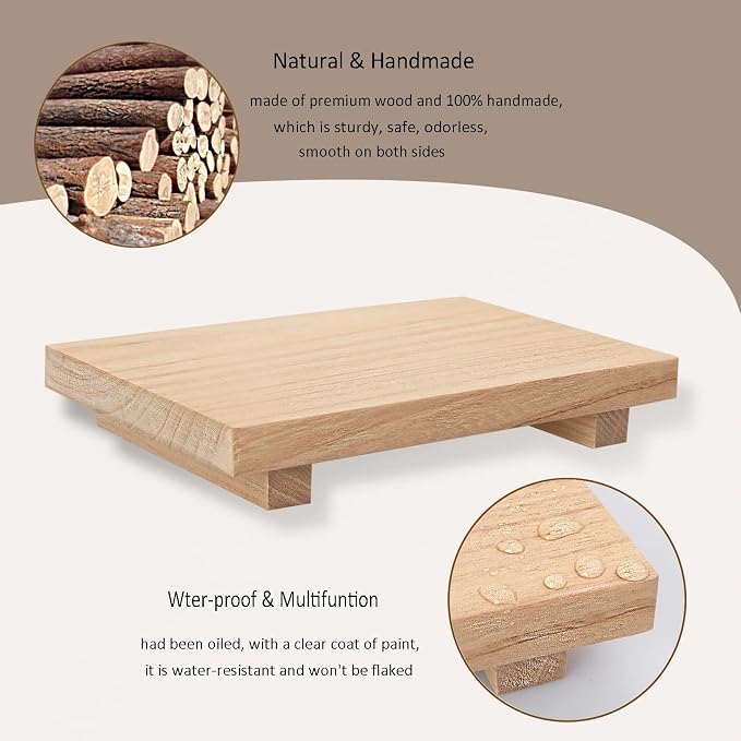 zoocatia Small Wood Tray Pedestal Stand Farmhouse Bathroom Decor Decorative - Image 5