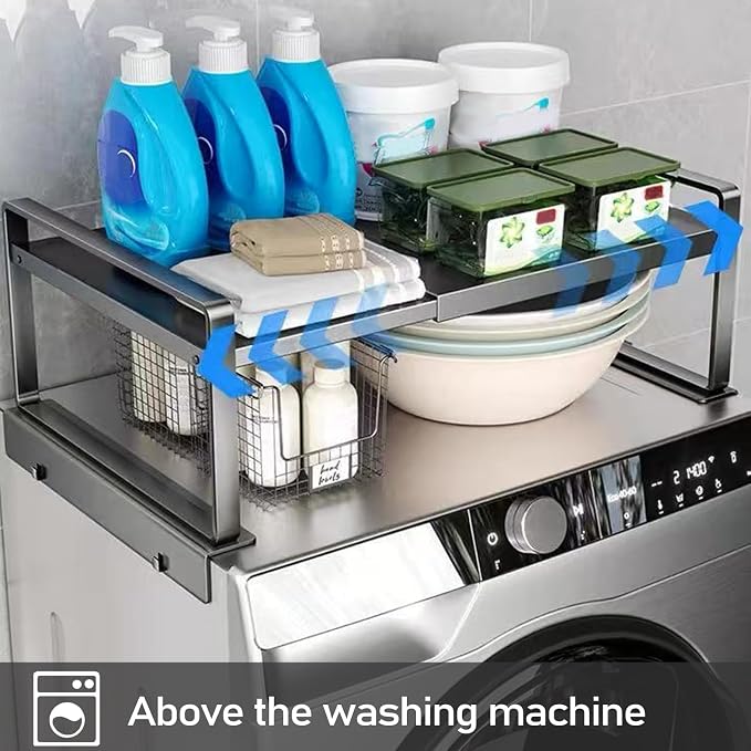 Adjustable Fridge Top Storage Rack, 20.8"-36.6" Expandable Organizer Shelf - Image 7