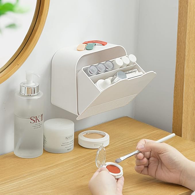 MORNITE Wall Organizer Box Jar, Bathroom Vanity Storage Canister Holder - Image 4
