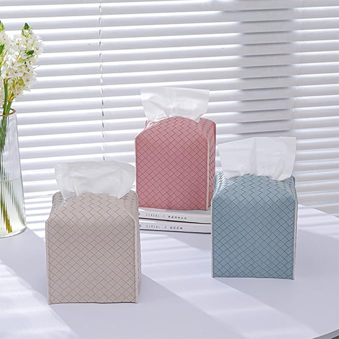 Tissue Box Cover PU Leather Tissue Holder Square Facial Tissue Case Facial - Image 7