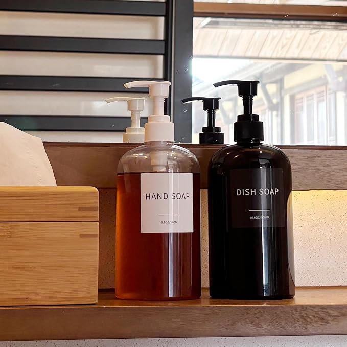 Soap Dispenser with Waterproof Labels, Thickened Plastic Hand Soap Dispenser - Image 6