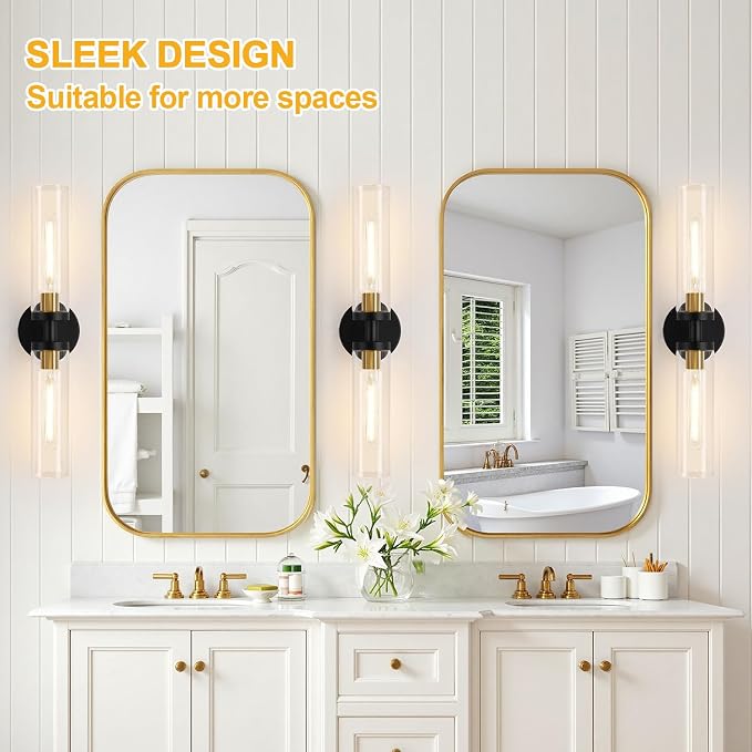 Black and Gold Wall Sconce, Bathroom Sconces Wall Lighting - Image 7