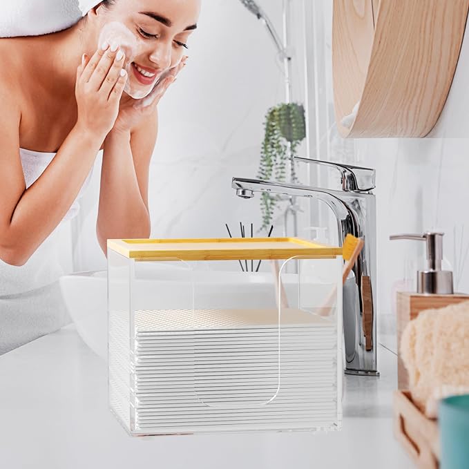 VITVITI Disposable Face Towel Holder Box, Acrylic Facial Towel Container - Image 5