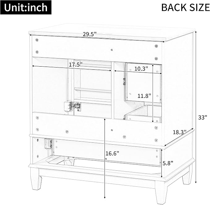 30" Bathroom Vanity with Sink, Harper & Bright Designs Free Standing Single - Image 4