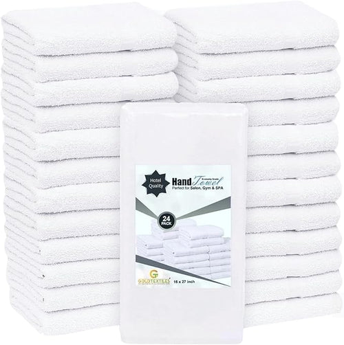 24 Pcs White 16x27 Inch Cotton Blend Economy Hand Towels Salon/Gym/Hotel Super by GOLDTEXTILES