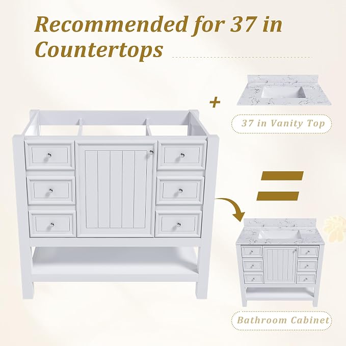 Montary 36" Bathroom Vanity Without Sink, Modern Stylish White Bathroom Storage - Image 5