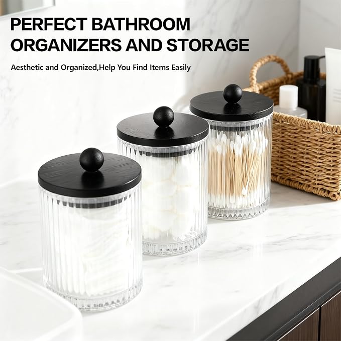 3 Pack Qtip Holder Bathroom Set, Cotton Pad Ball Swab Holder Cotton Round Floss - Image 5