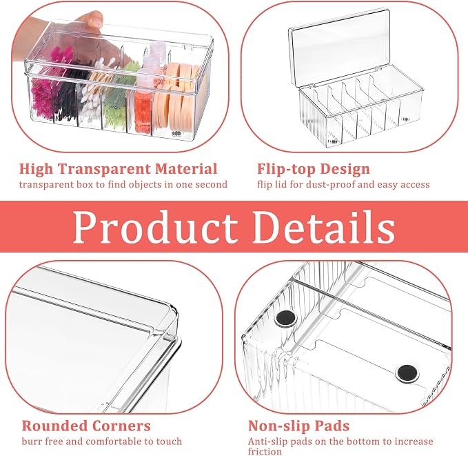 2 Pack Acrylic Lash Extension Organizer and Storage, Large Capacity 6 Divided - Image 3