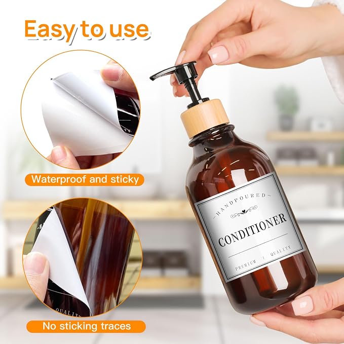 12PCS Bathroom Labels for Bottles, Minimalist Bathroom Organization Labels - Image 3