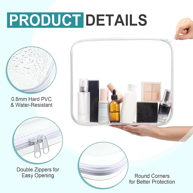 Sanwuta 10 Pcs Hard Zipper Case Clear Hard Pouches Plastic Zipper Pencil Box - Image 3