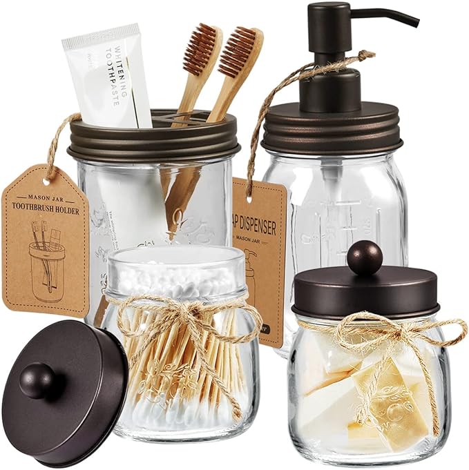 Amolliar Mason Jar Bathroom Accessories Set by Amolliar