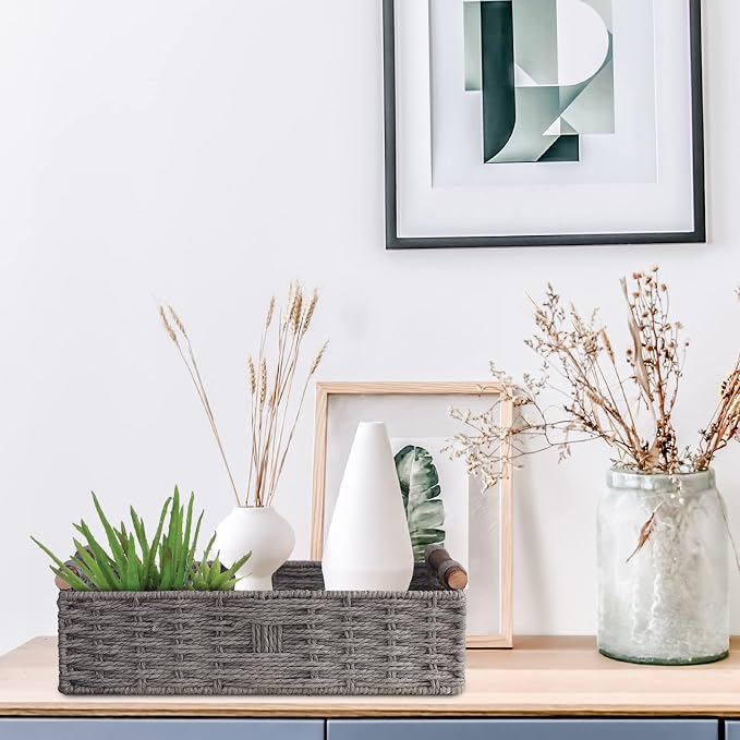 Round Paper Rope Storage Basket Wicker Baskets - Image 8