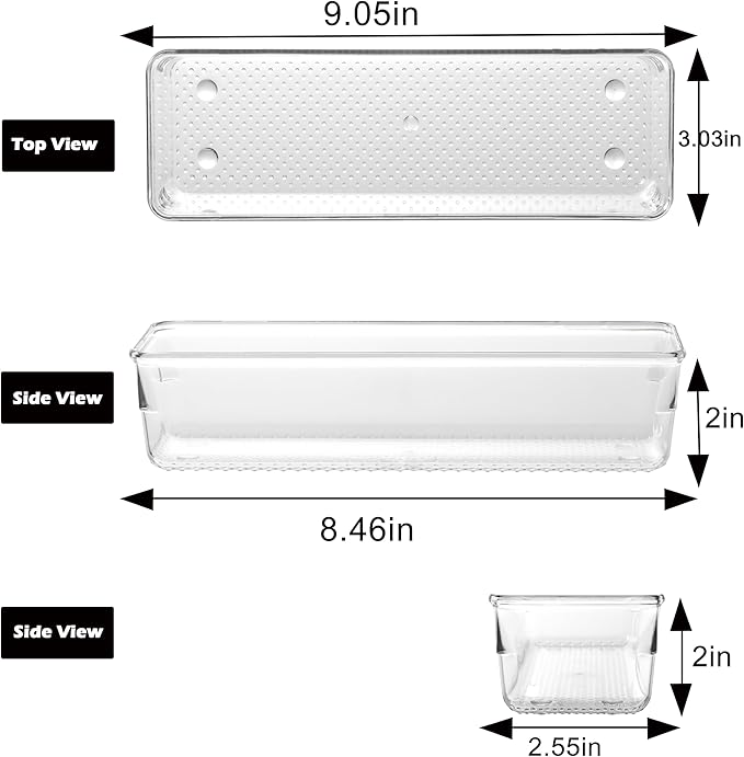 ihomecooker 6 Set Clear Plastic Junk Drawer Organizer Vanity Curlery Utensil - Image 5