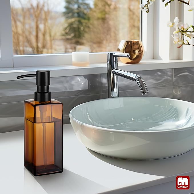GMISUN Amber Glass Soap Dispenser, Hand Soap Dispenser - Image 6
