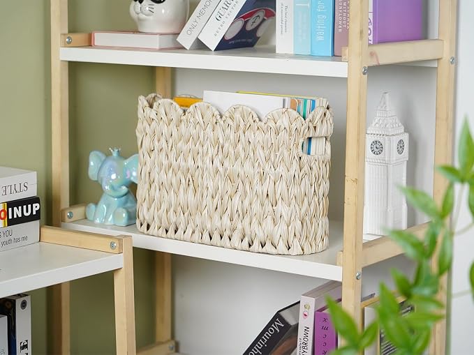 Toilet Paper Storage Basket, Boho Decorative Scalloped Baskets, Coastal - Image 8