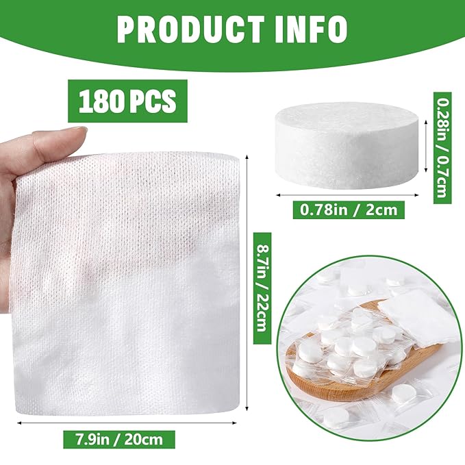 180 PCS Compressed Towel, Mini Compressed Towel Tablets, Disposable Compressed - Image 2