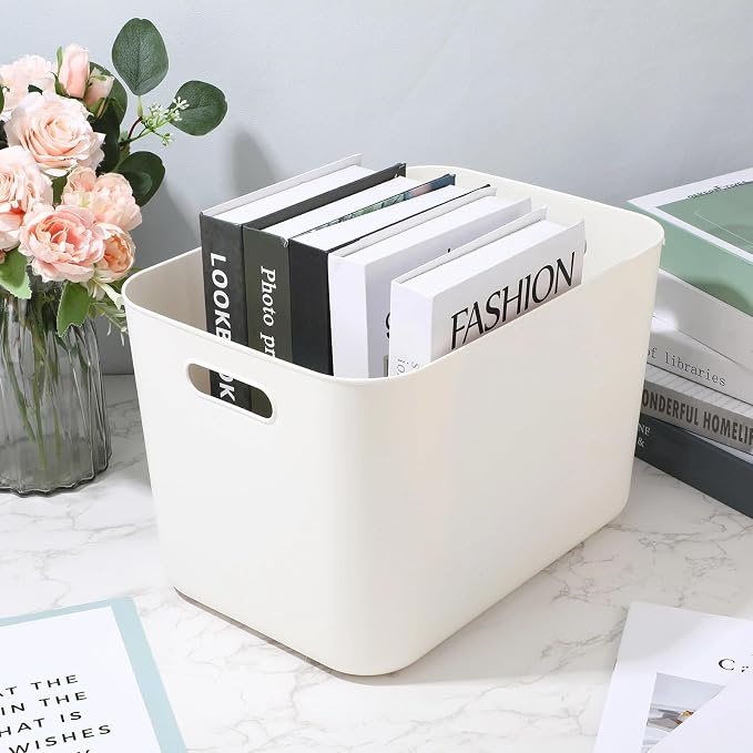 Zopeal Plastic Storage Bins 10 Pcs White Pantry Organizer Bins Small Baskets - Image 5
