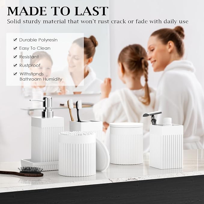 6-Piece White Bathroom Set - Image 3