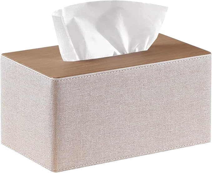 Larger Tissue Box Cover, Modern PU Leather Rectangular Facial Tissue Holder by Thelittlebeautyoflife