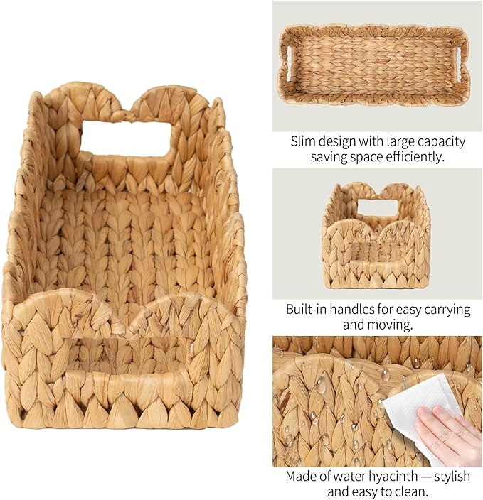 2 Pack Toilet Baskets, Scalloped Edge Wicker Basket - Image 5