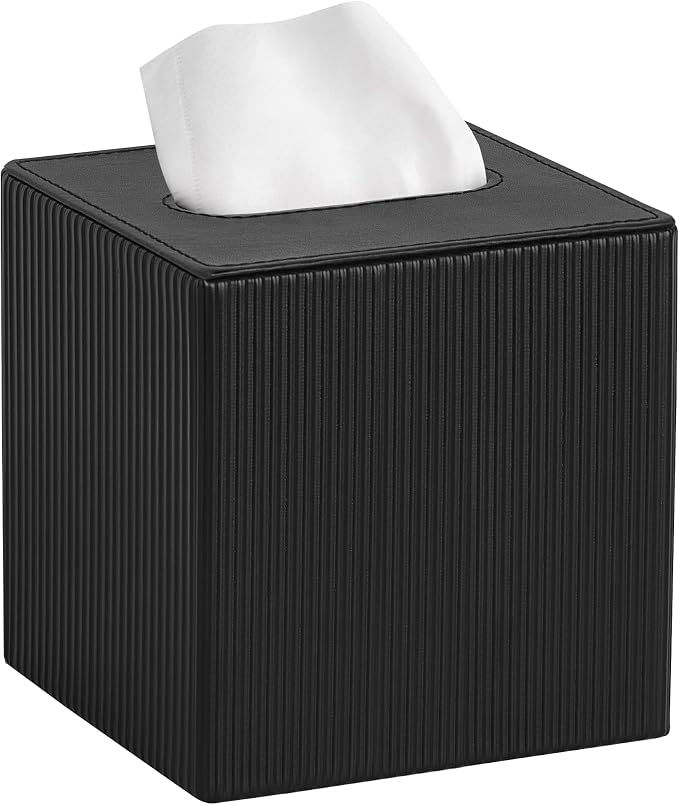 Mkono Tissue Box Cover PU Leather Square Tissue Box Holder by Mkono