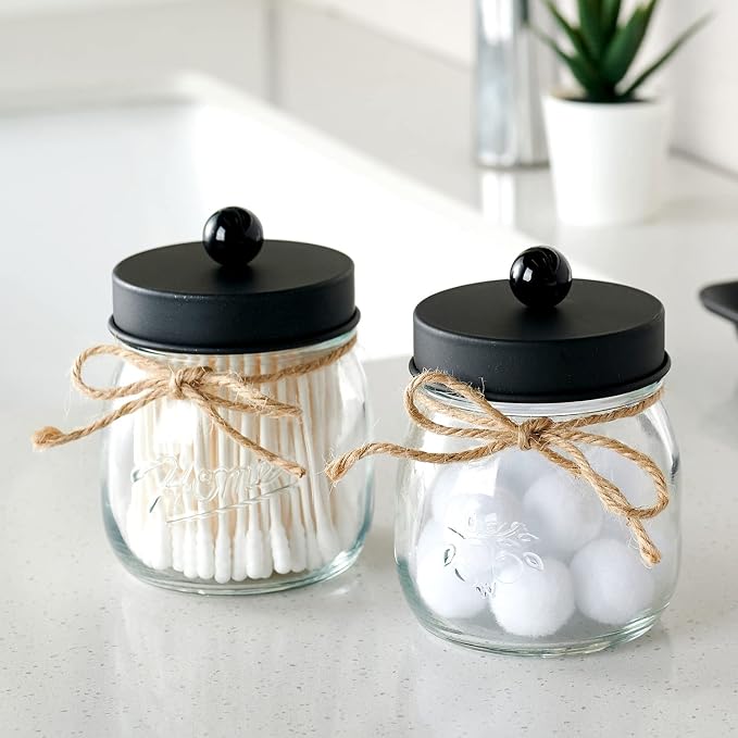 SheeChung 3 Pack Qtip Holder, Cotton Swab Holders, Apothecary Jars - Image 3