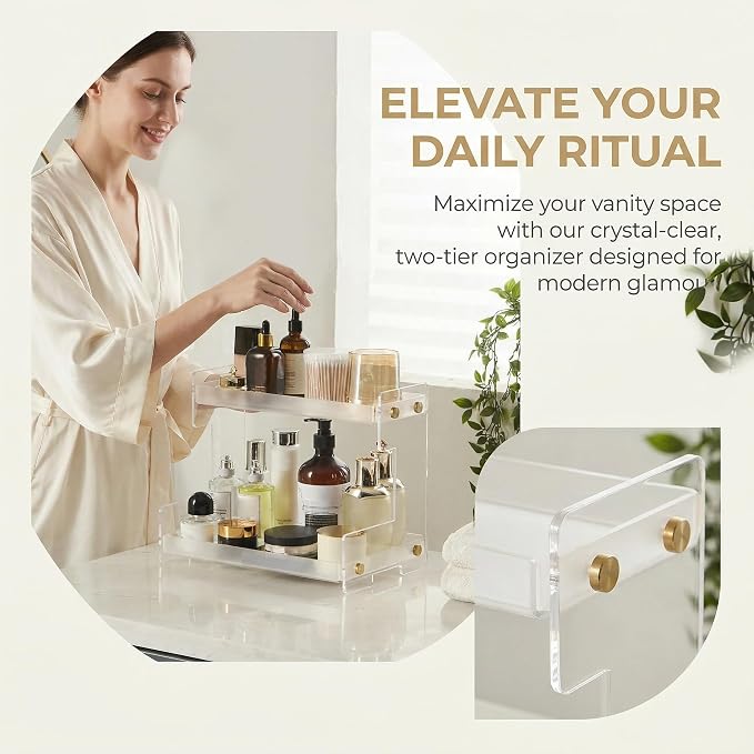 FFK Bathroom Organizer Countertop, 2 Tier Bathroom Counter Organizer Kitchen - Image 3