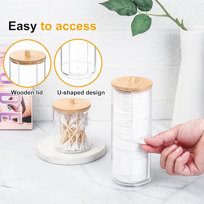 2 Pcs Qtip Holder, Cotton Pads Balls Dispenser Holders, Apothecary Jar Holder - Image 5