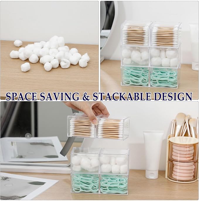 2 Pack Bathroom Container with Divider, Plastic Vanity Storage Canister Jars - Image 3