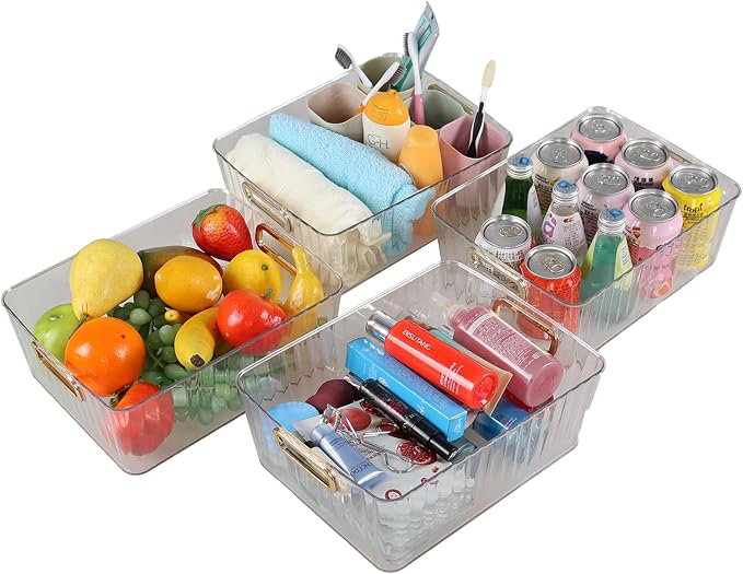 4 Pack Clear Plastic Storage Container Bins - Image 6