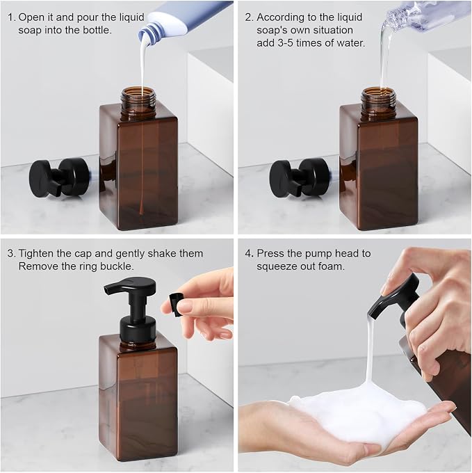 Amber Foaming Soap Dispenser, Refillable Foam Hand Soap Dispenser - Image 4