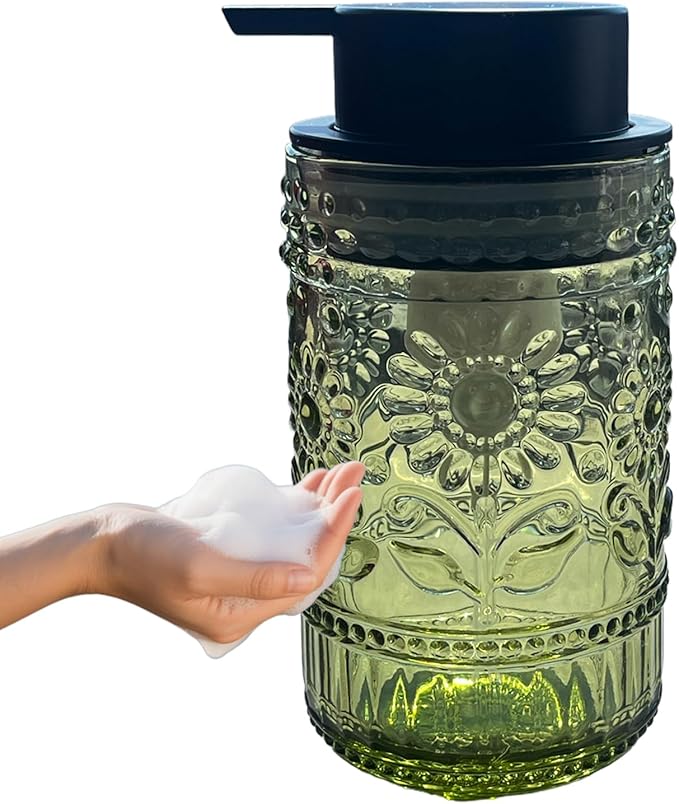 Foaming Hand Soap Dispenser, Vintage Glass Soap and Lotion Dispenser by Birugen