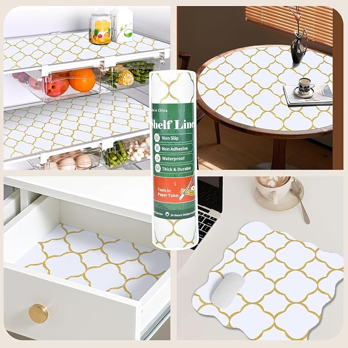 Shelf Liners for Kitchen Cabinets 12in x 30FT Non Adhesive Drawer Liner Gold - Image 9