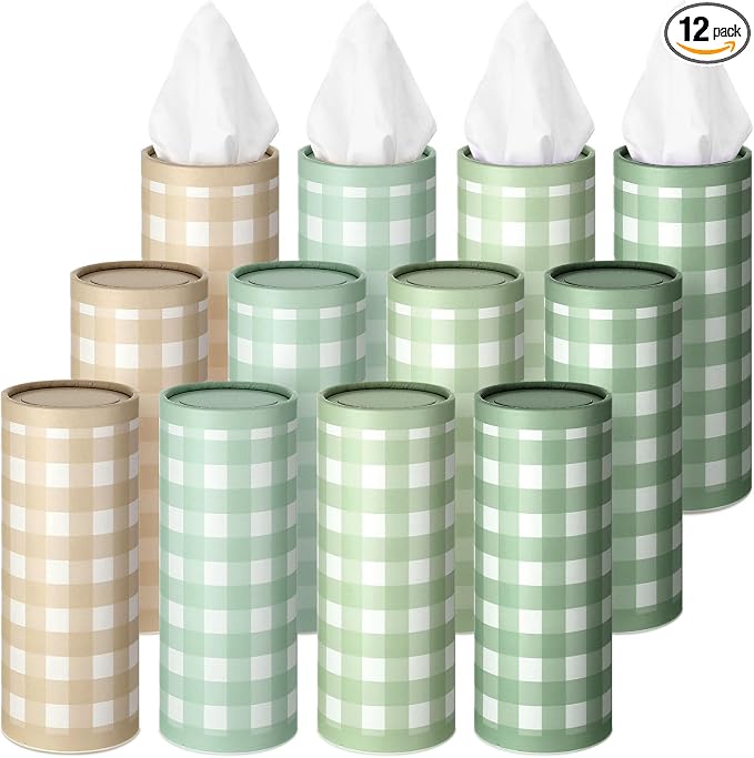 12 Set Green Plaid Tissue Boxes by Fourluoo