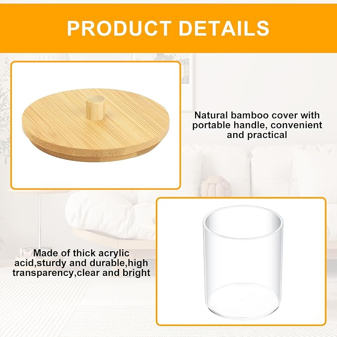 2 Pcs Qtip Holder, Cotton Pads Balls Dispenser Holders, Apothecary Jar Holder - Image 3