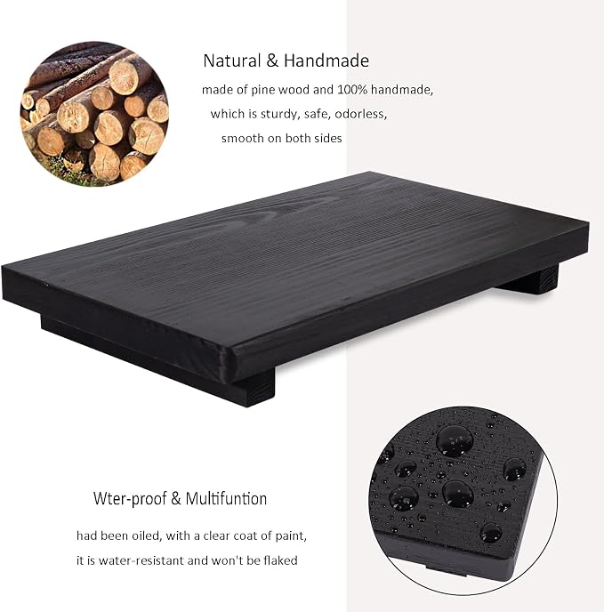 Bathroom Counter Organizer Wood Pedestal Stand Farmhouse Decorative Tray Soap - Image 4