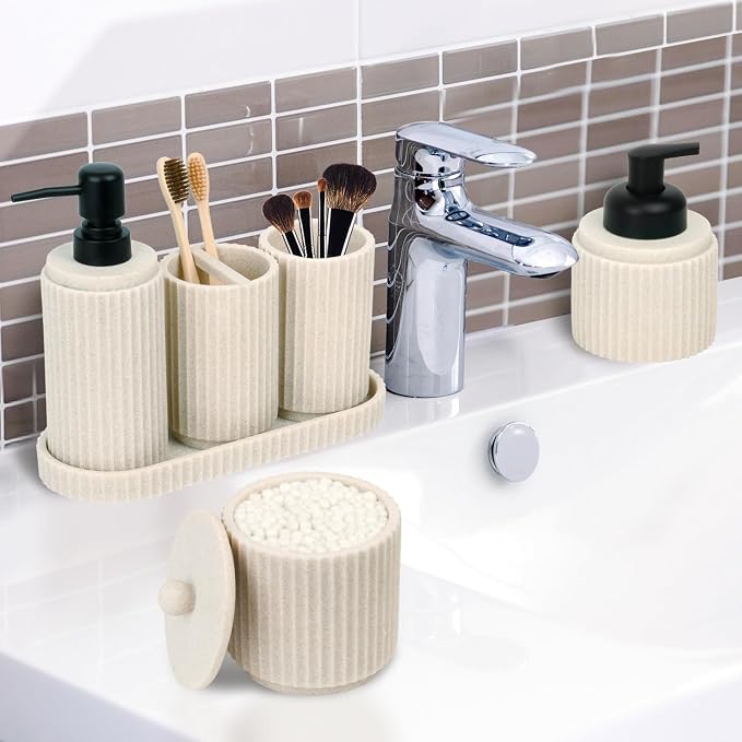 Beige Bathroom Accessory Set - Image 7