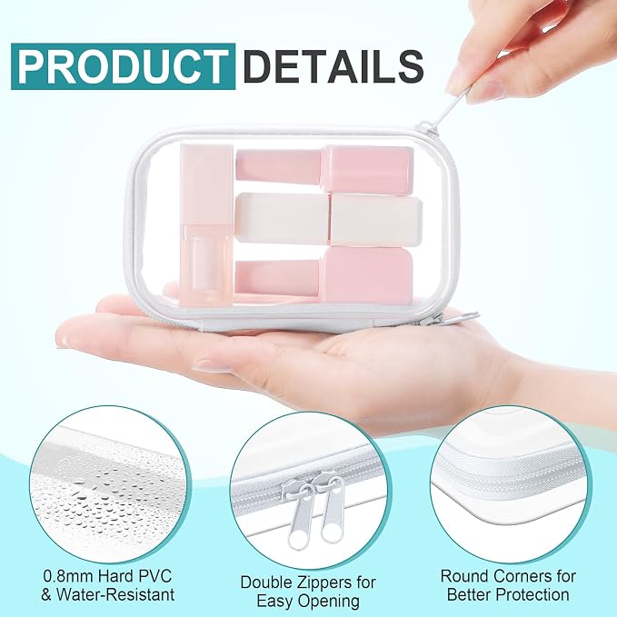 Sanwuta 10 Pcs Hard Zipper Case Clear Hard Pouches Plastic Zipper Pencil Box - Image 3